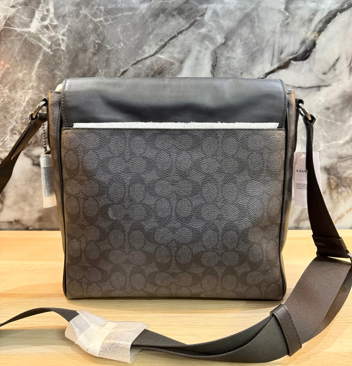 COACH HOUSTON MAP CROSSBODY BAG - SIGNATURE COATED CANVAS & REFINED CALF LEATHER