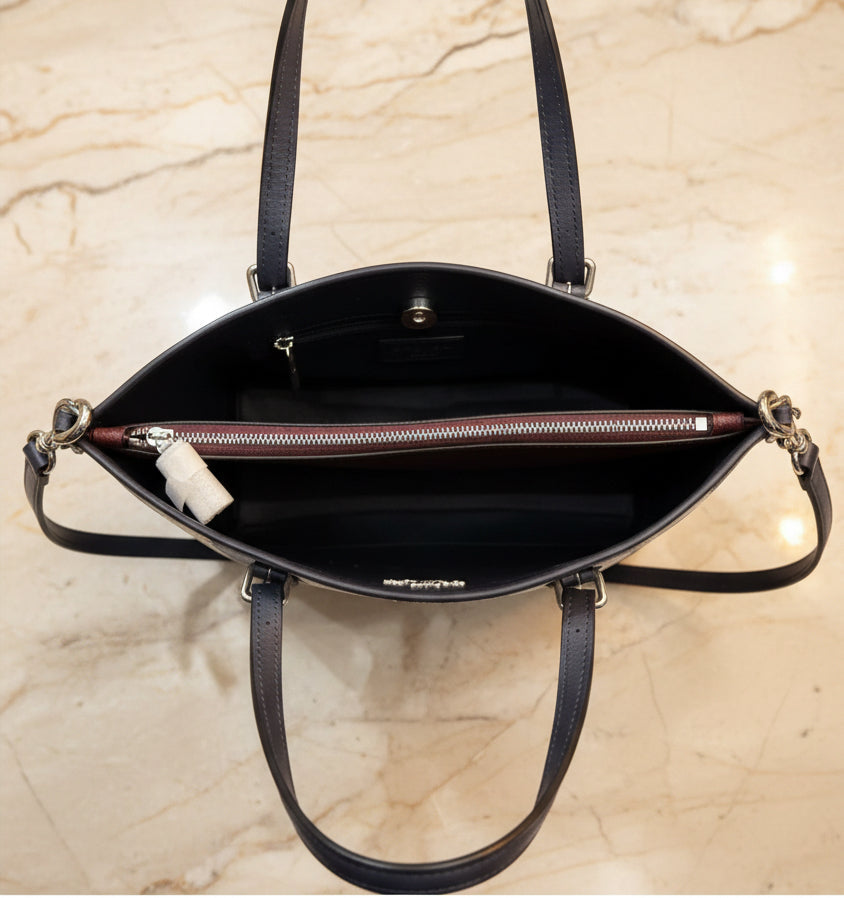 COACH MOLLIE TOTE 25 IN SIGNATURE JACQUARD WITH STRIPES - SILVER/MIDNIGHT MULTI