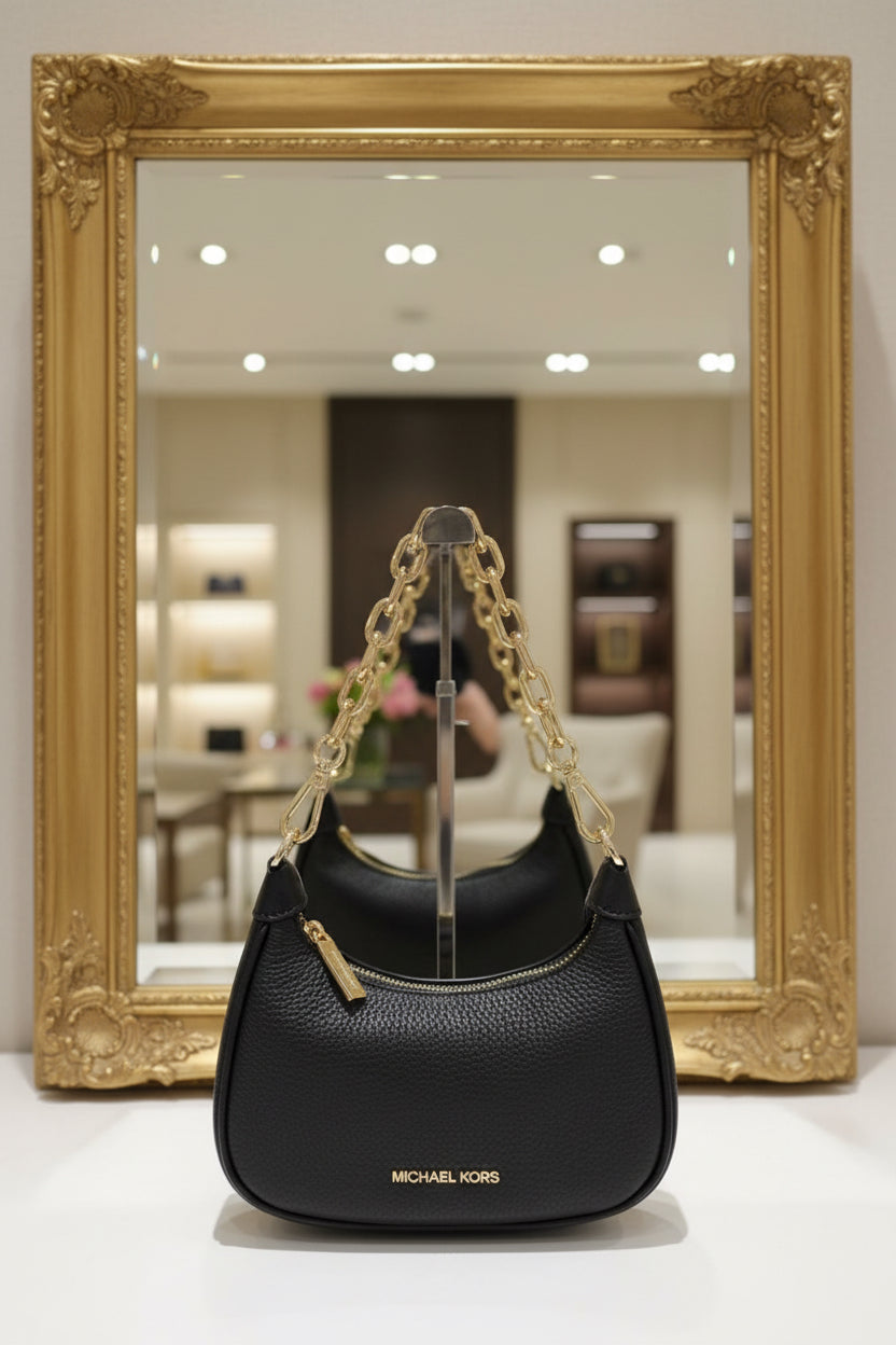 MICHAEL KORS MINI CORA CHAIN SHOULDER BAG/CROSSBODY BAG - BLACK