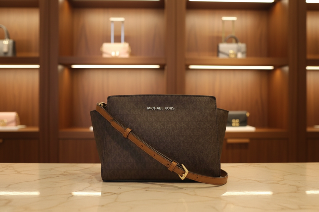 MICHAEL KORS SELMA SMALL IN SIGNATURE BROWN