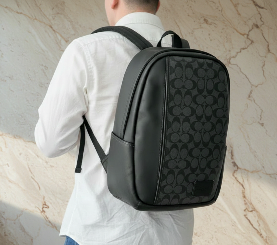 COACH LARGE BACKPACK - SIGNATURE CHARCOAL BLACK