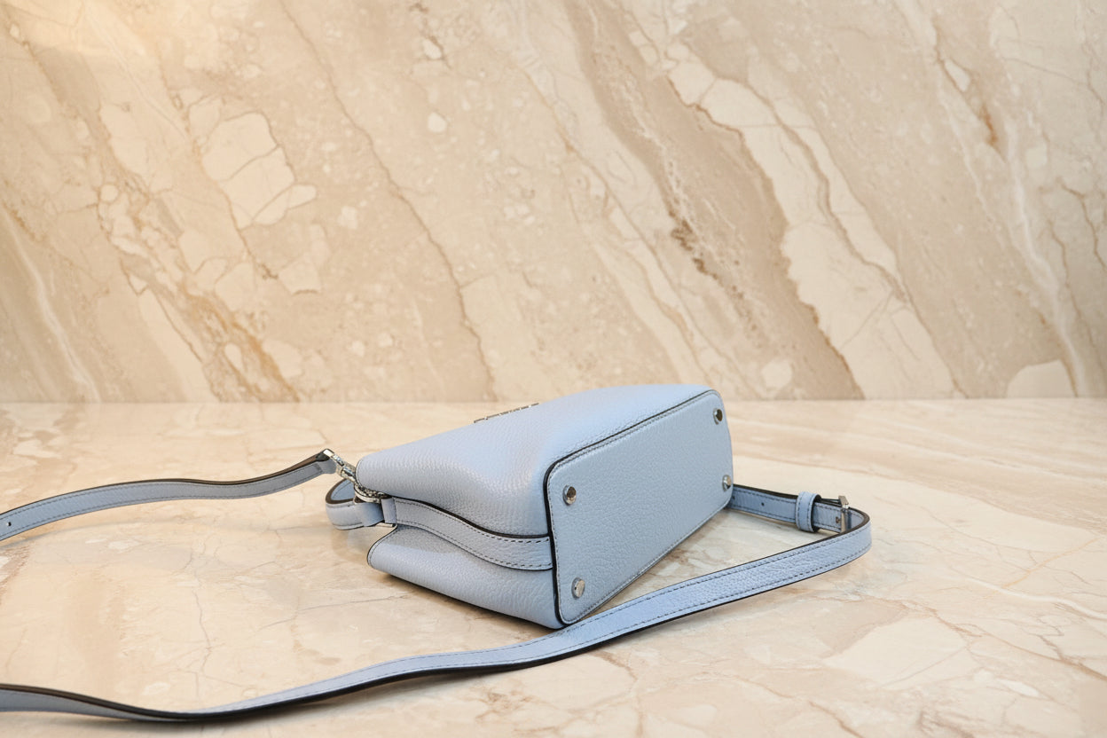 TORY BURCH MICRO BRITTEN SATCHEL - SKY BLUE