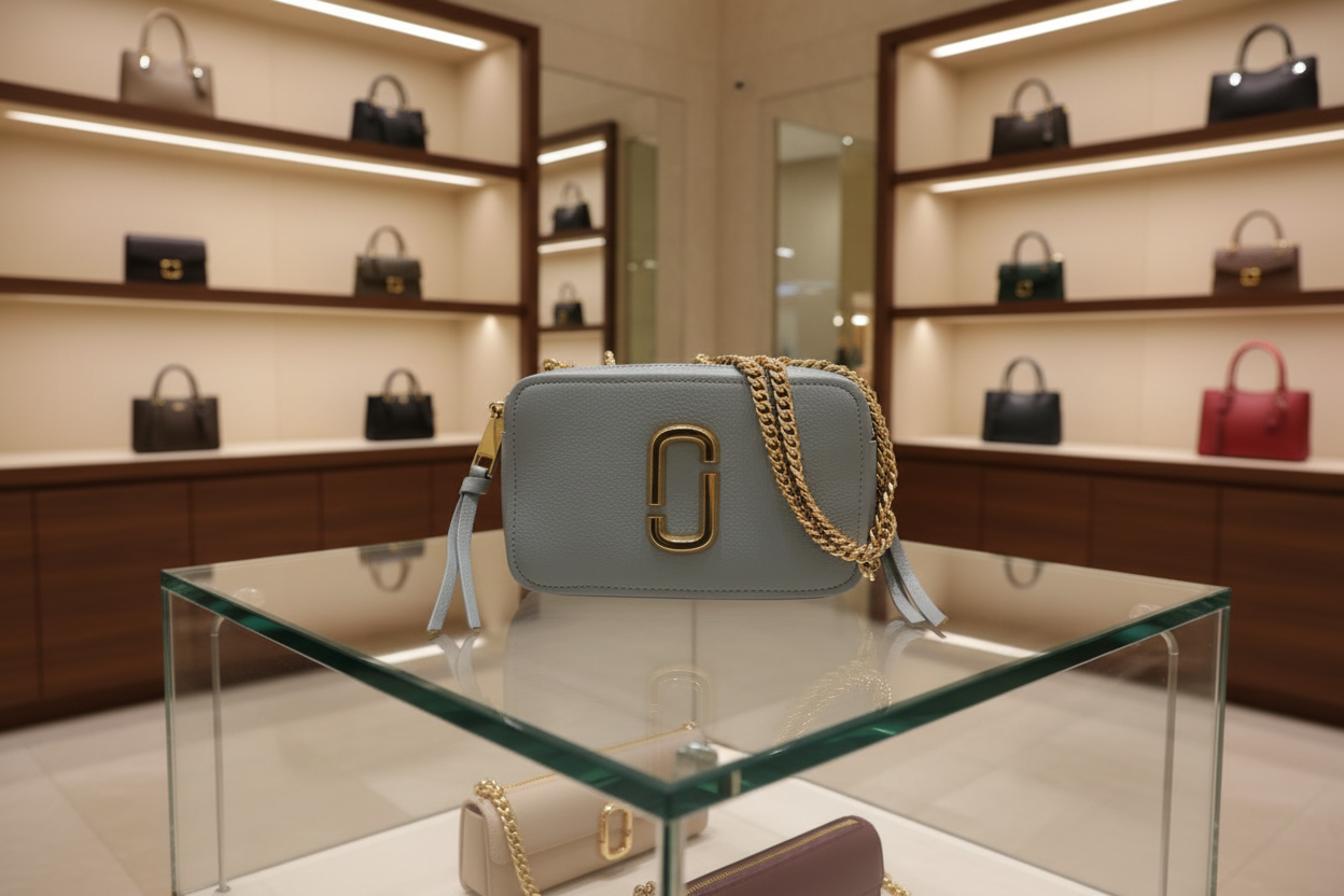 MARC JACOBS GLAM SHOT 21 PEBBLE CALF LEATHER - BLUE
