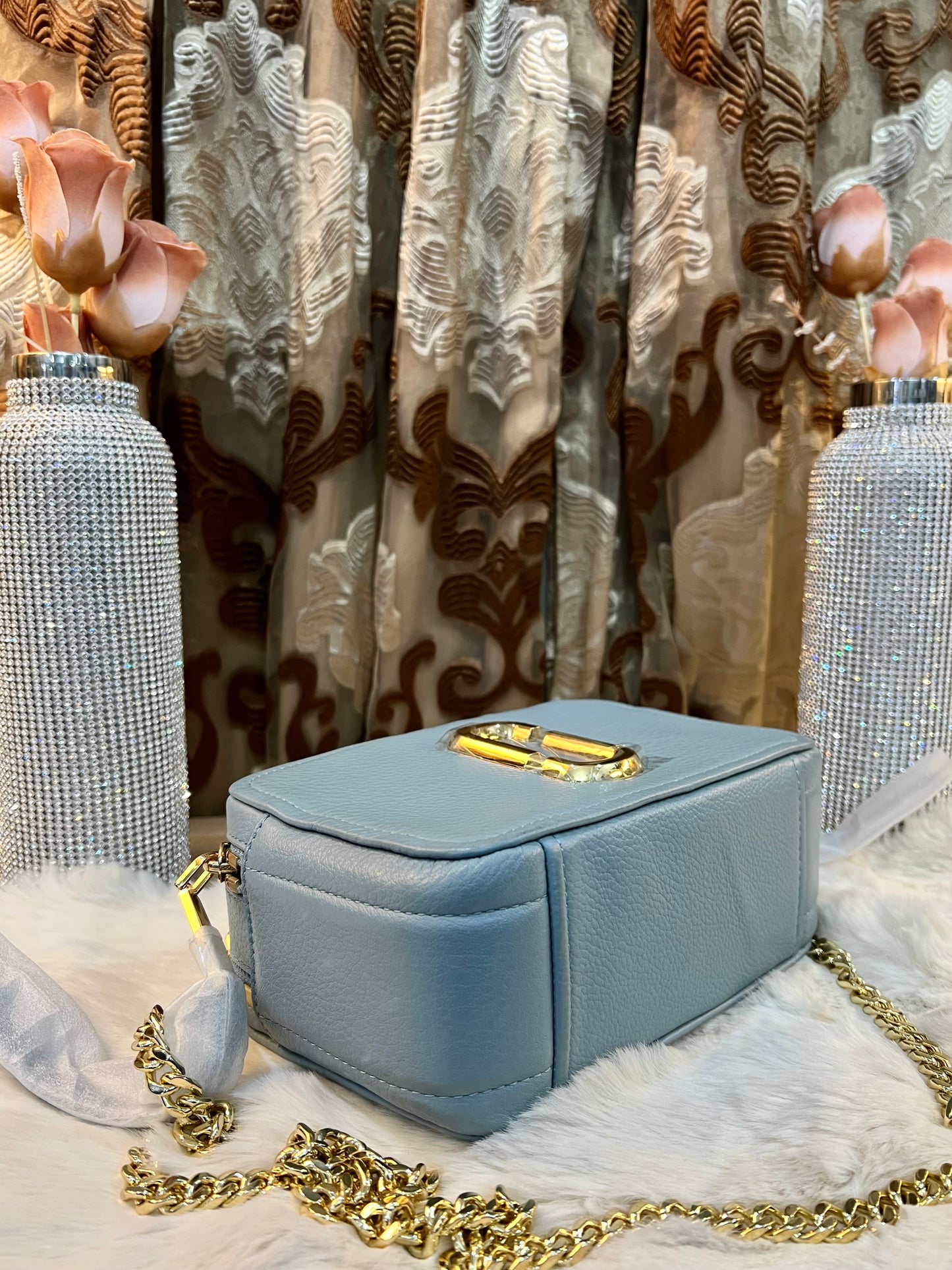 MARC JACOBS GLAM SHOT 21 PEBBLE CALF LEATHER - BLUE