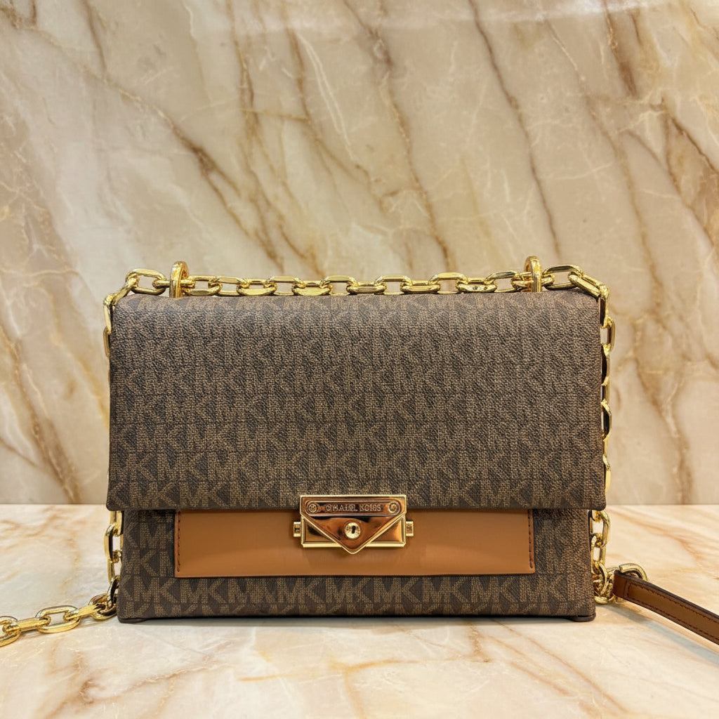 MICHAEL KORS CECE MEDIUM FLAP MONO BROWN