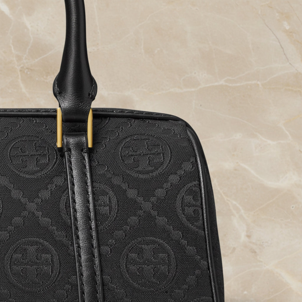 TORY BURCH PETITE JACQUARD T MONOGRAM BARREL - BLACK