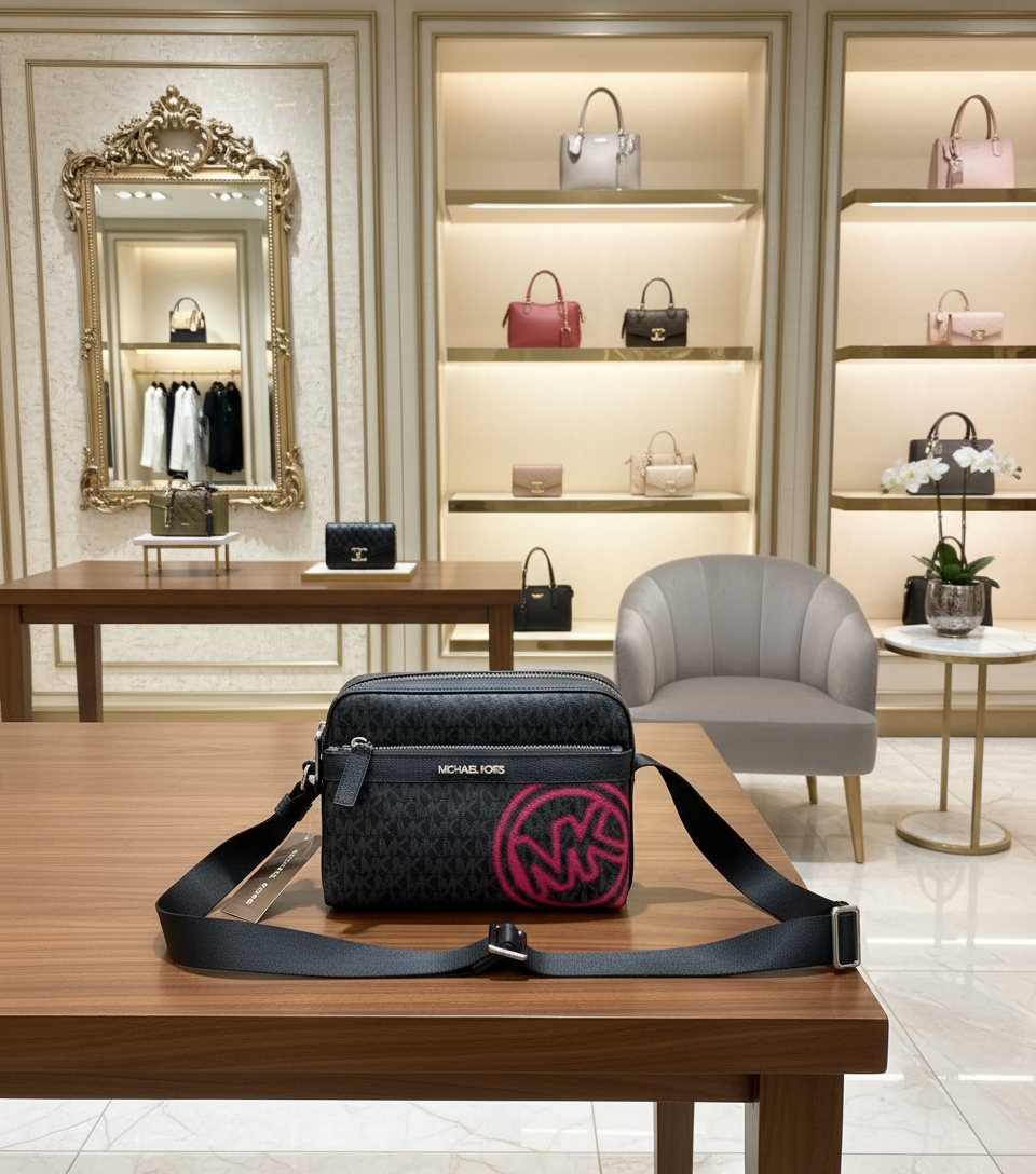MICHAEL KORS COOPER EMBELISHED SIGNATURE LOGO UTILITY CROSSBODY
