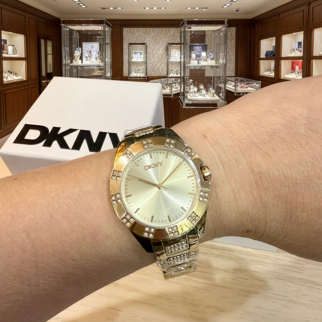 DKNY GLITZ GOLD WATCH