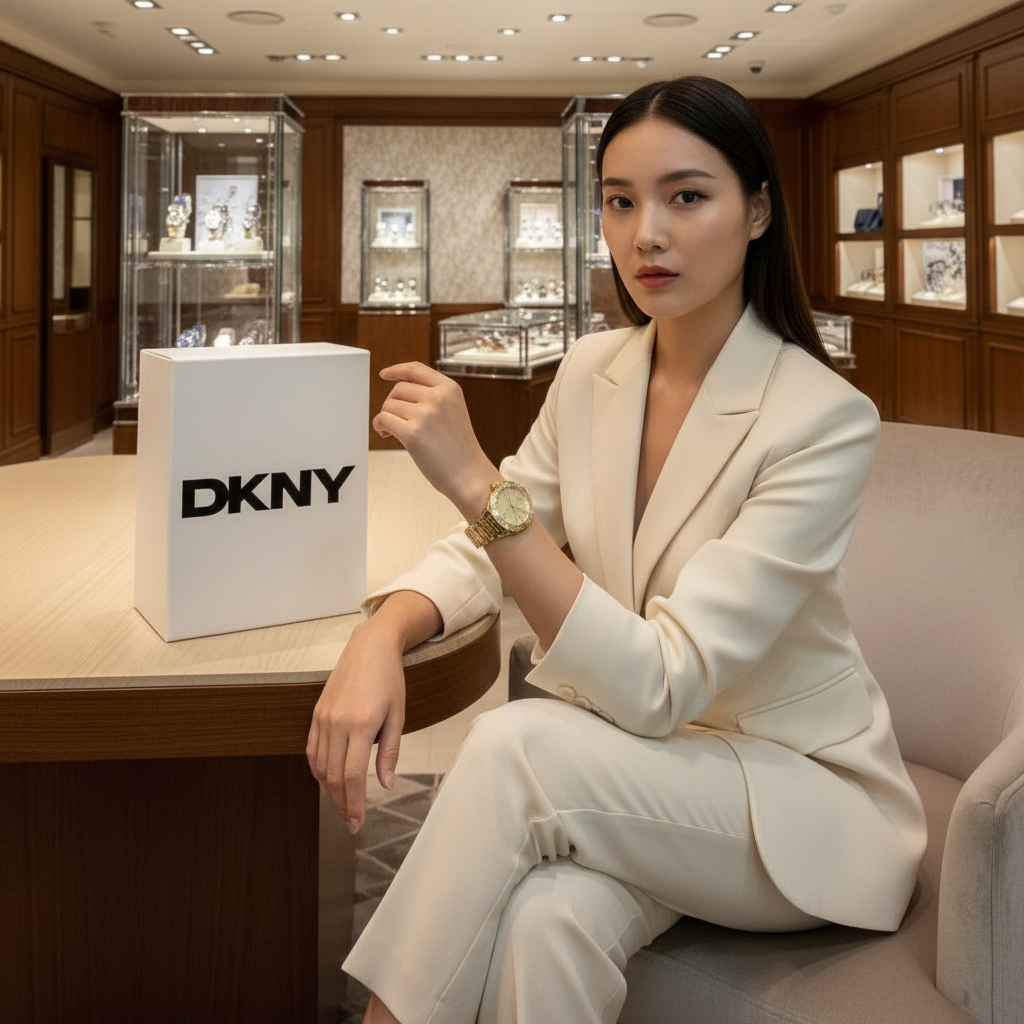 DKNY GLITZ GOLD WATCH