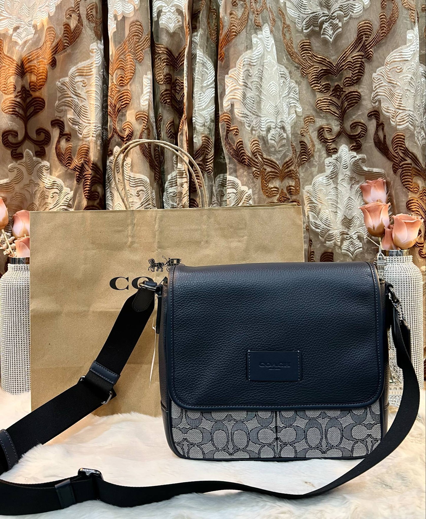 COACH SPRINT MAP BAG 25 SIGNATURE JACQUARD BLUE