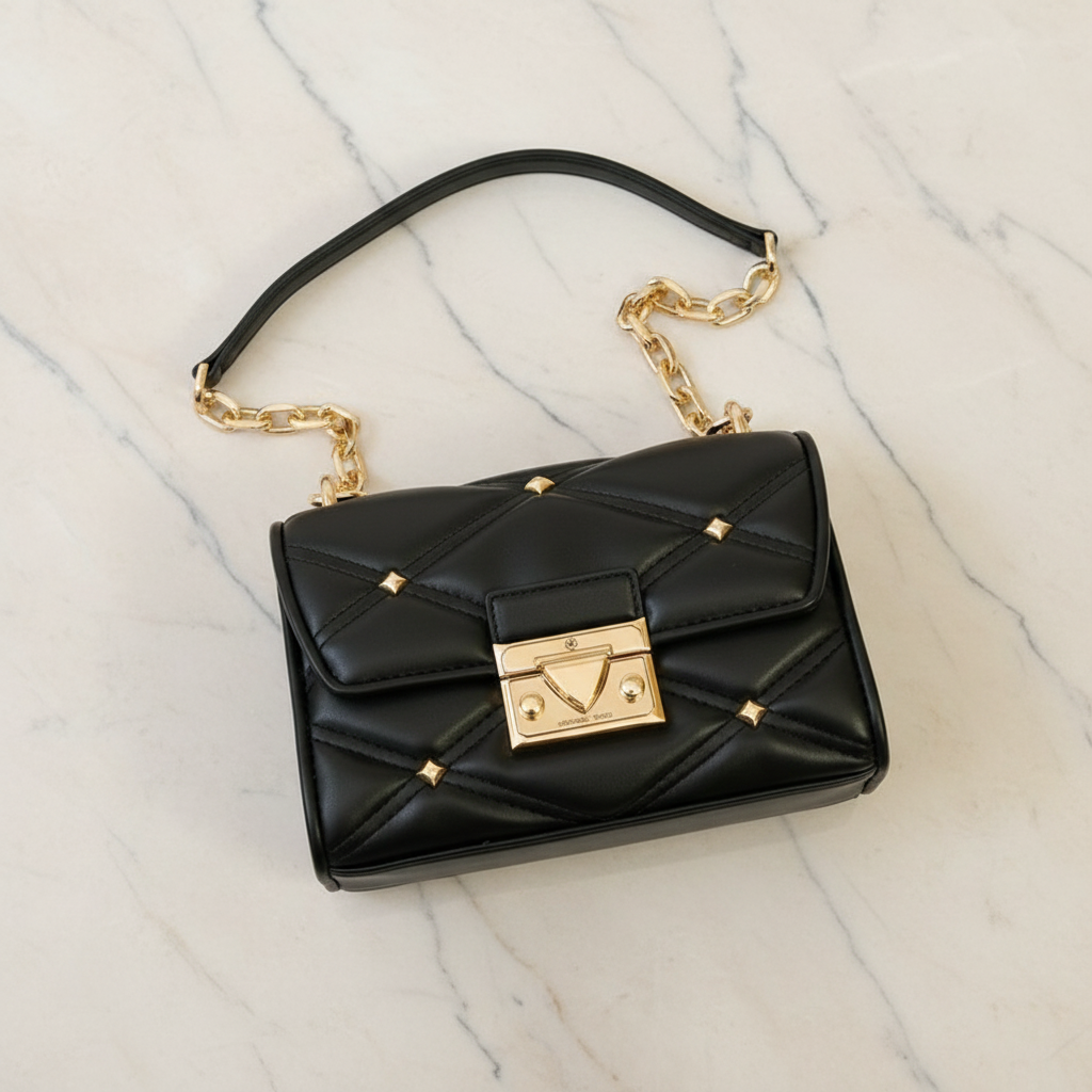 MICHAEL KORS SERENA VEGAN FLAP QUILTED CONVERTIBLE CHAIN SHOULDER BAG/CROSSBODY BAG