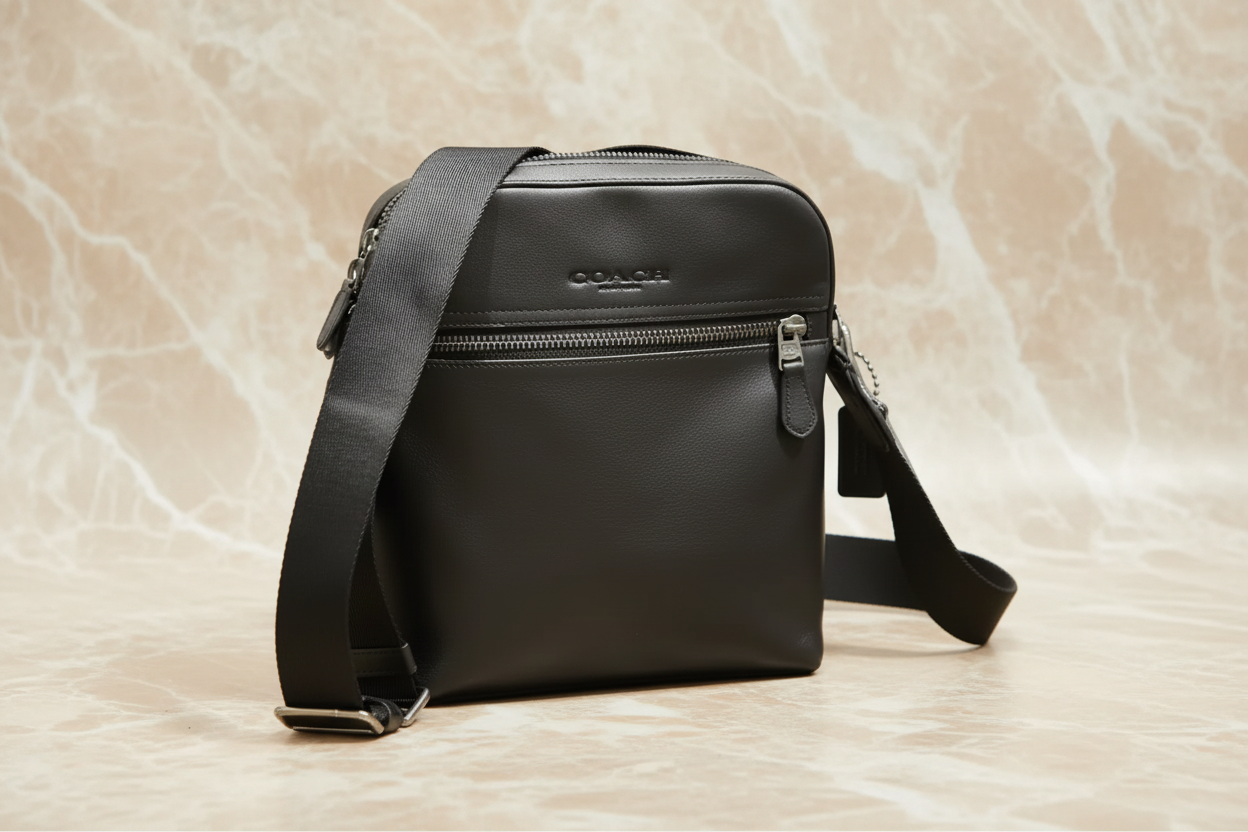COACH HOUSTON FLIGHT BAG - SMOOTH LEATHER BLACK