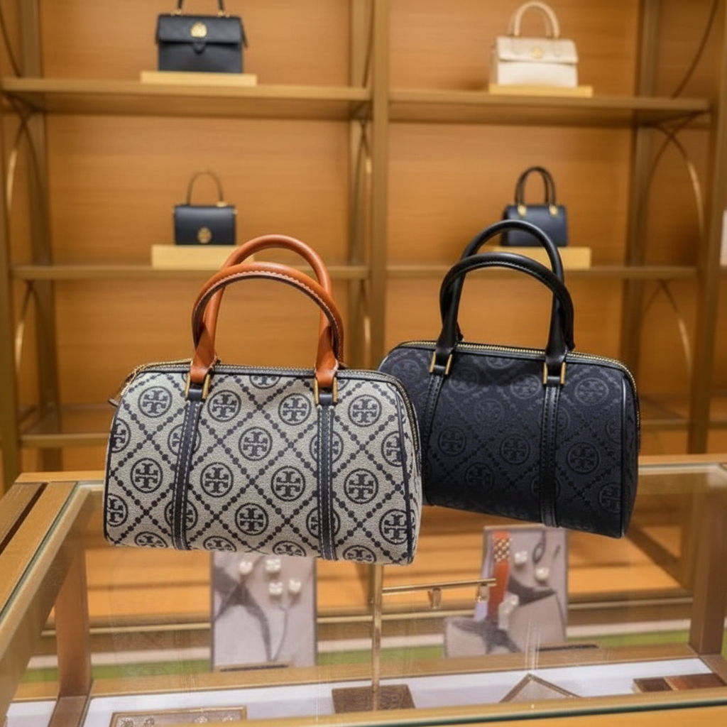 TORY BURCH PETITE BARREL/XBODY - T MONOGRAM NAVY BLUE