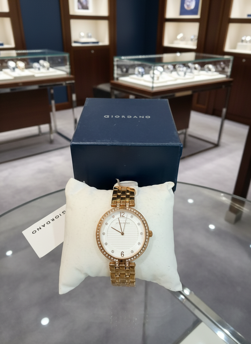 ساعة جيوردانو نسائية - لون ذهبي وردي