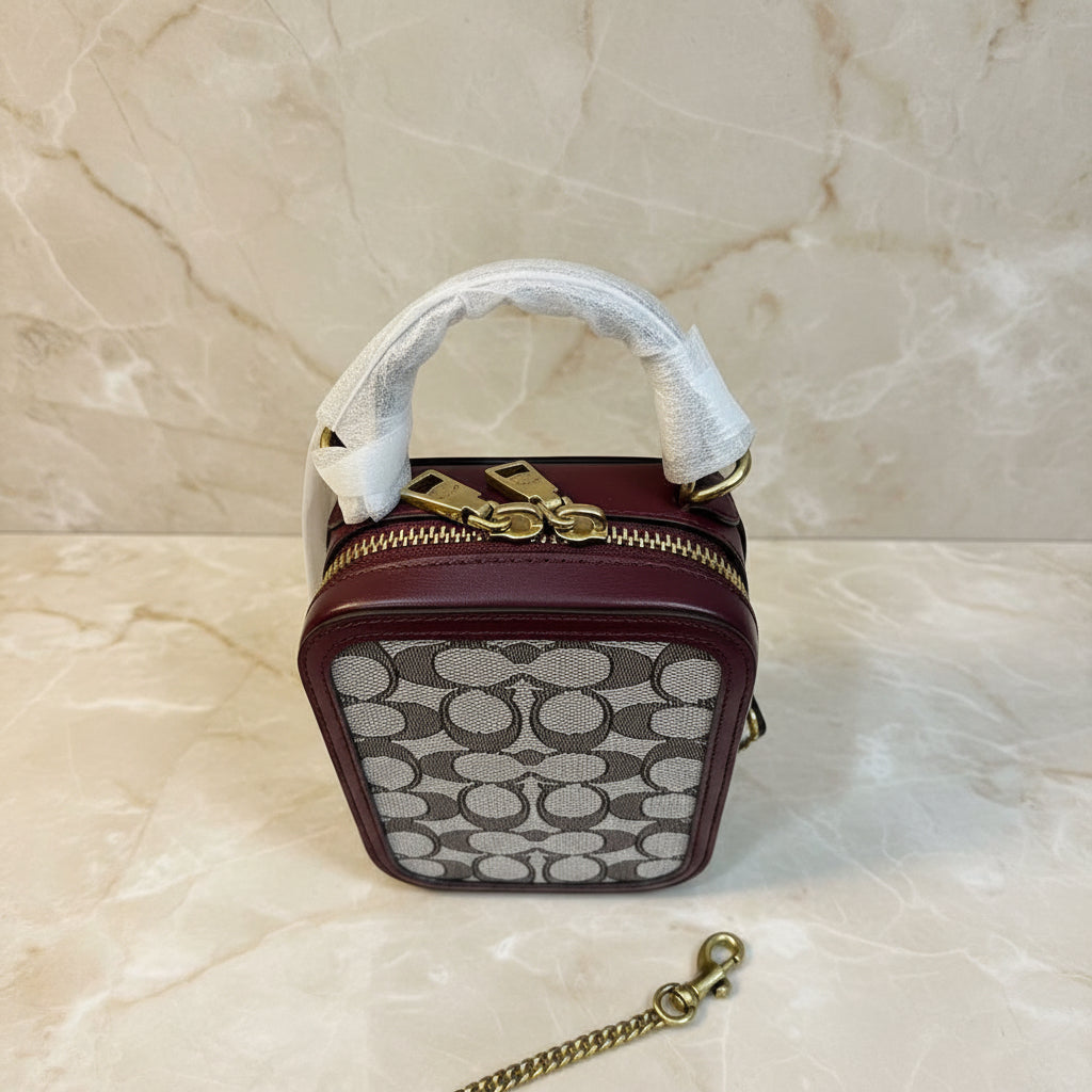 COACH ALIE PHONE CROSSBODY BAG IN SIGNATURE JACQUARD - OAK MAPLE ( FR. BOUTIQUE STORE )