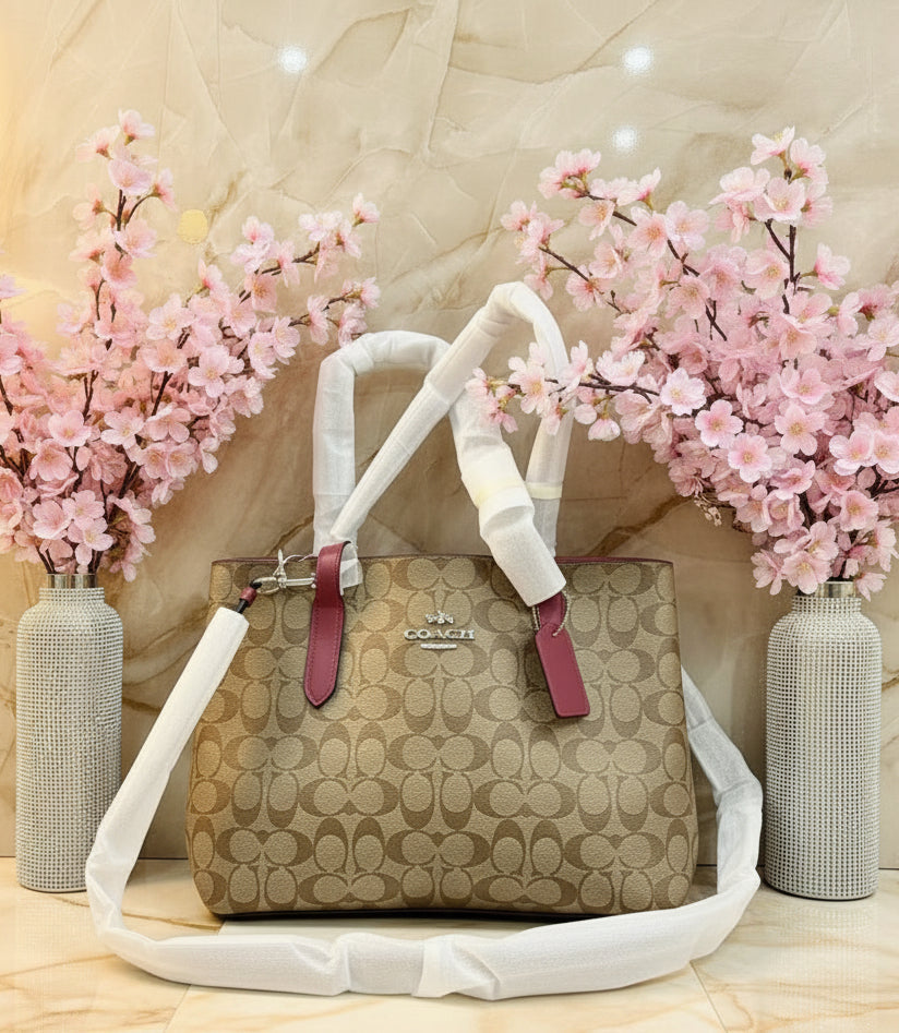 COACH AVENUE CARRYALL IN SIGNATURE BROWN/PINK