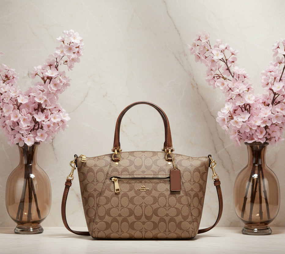 COACH SMALL PRAIRIE SATCHEL IN SIGNATURE CANVAS KHAKI BROWN