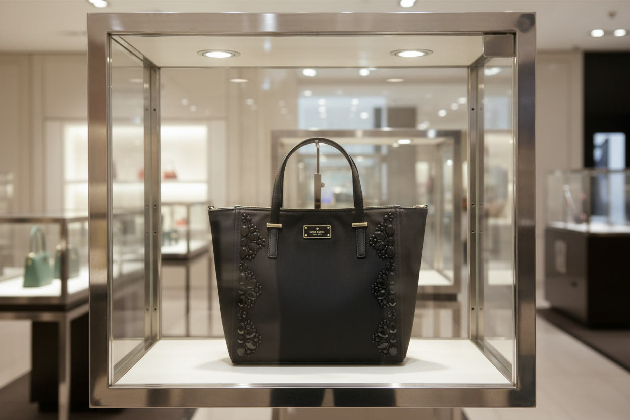 حقيبة يد كيت سبيد نيويورك أليس ويلسون رود مزينة بسحاب وأزرار كبس - نايلون - أسود