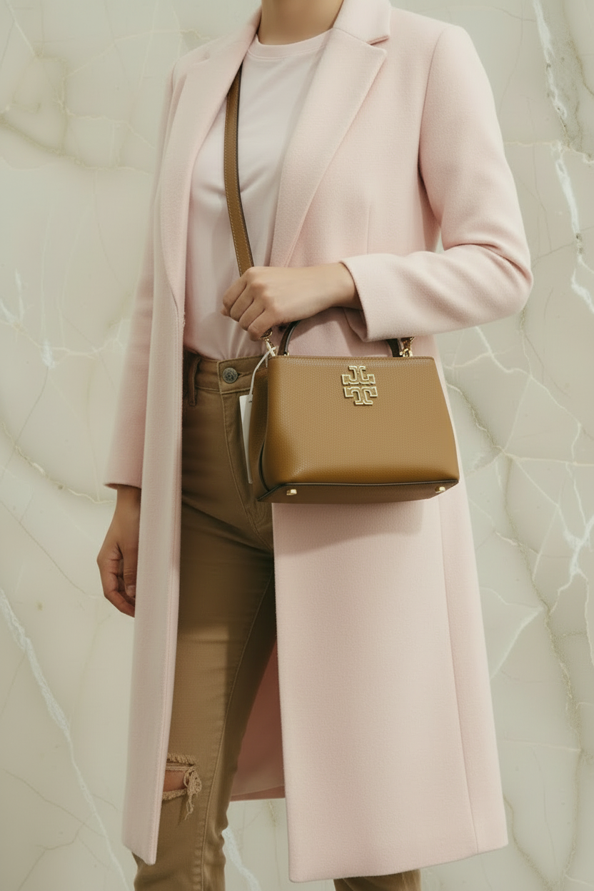 TORY MICRO BRITTEN SATCHEL -  BROWN