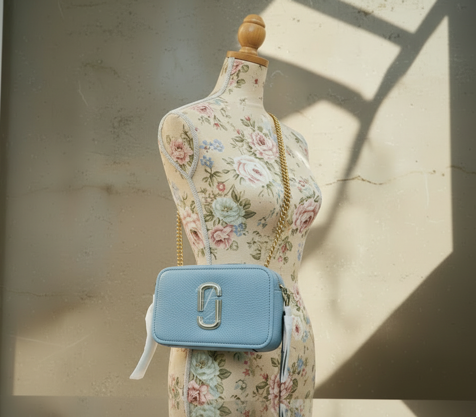 MARC JACOBS GLAM SHOT 21 PEBBLE CALF LEATHER - BLUE