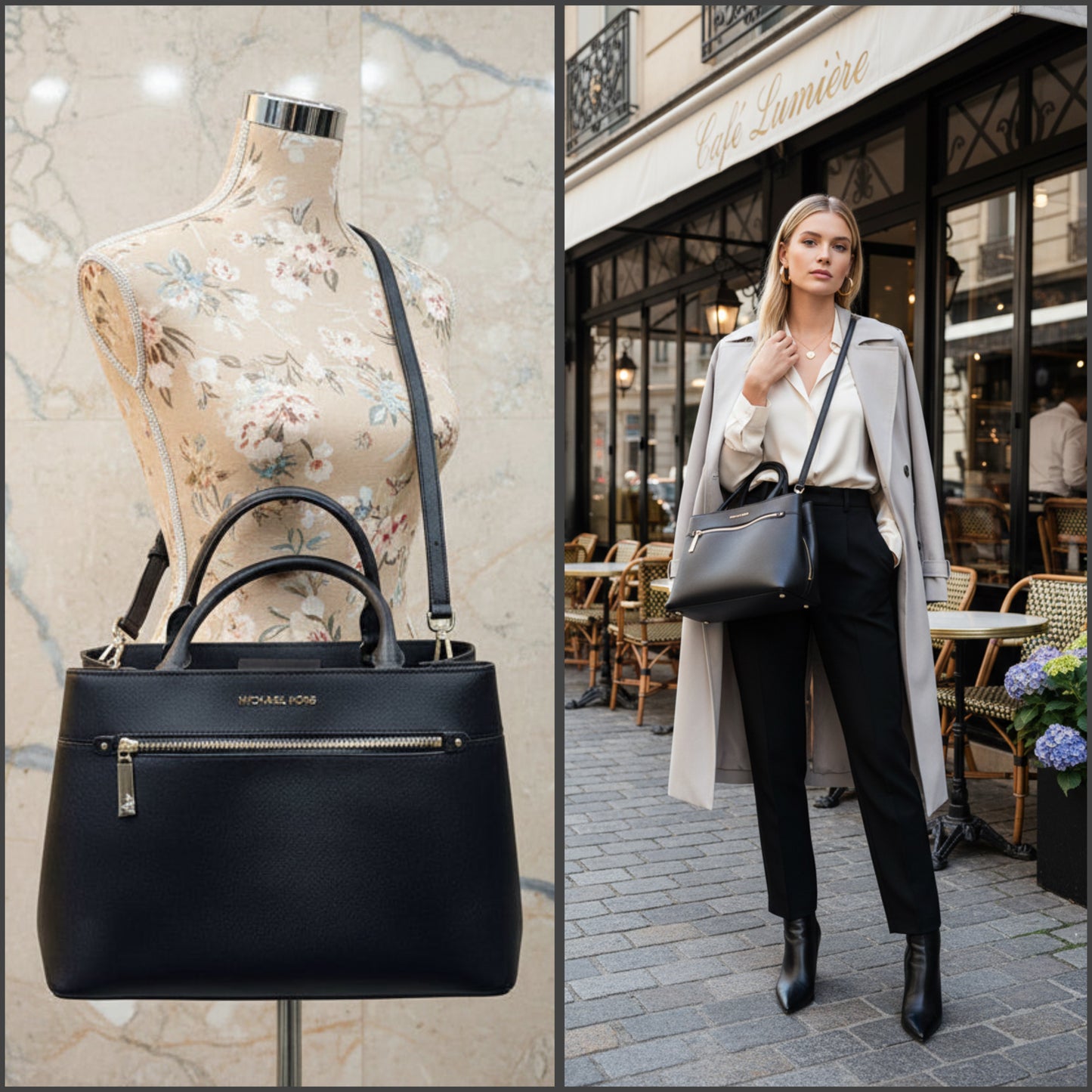 MICHAEL KORS HAILEE LARGE SAFFIANO LEATHER SATCHEL