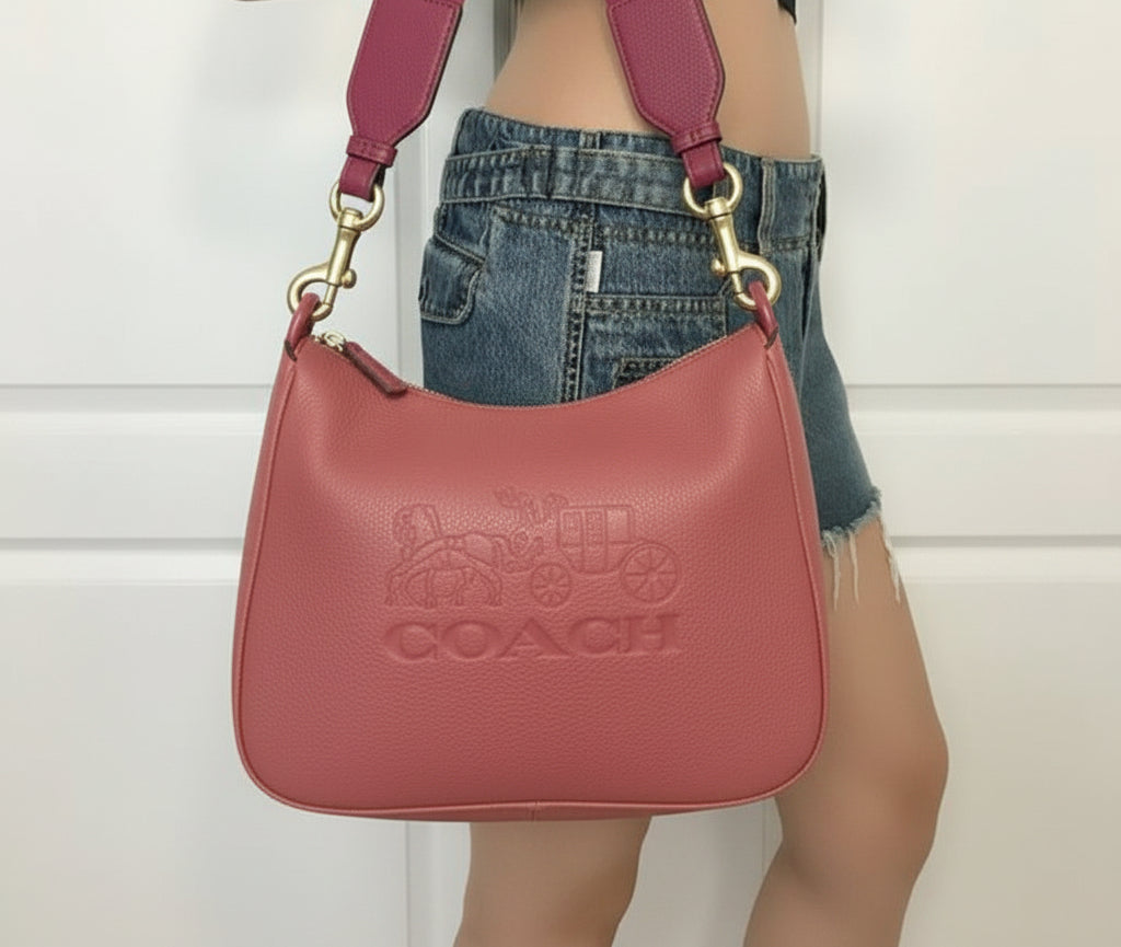 SALE‼️‼️COACH JES HOBO SHOULDER BAG - ROUGE/SILVER