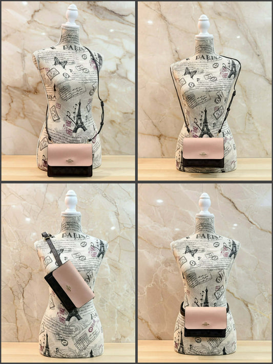 COACH FOLDOVER 3 in 1 BELTBAG/CROSSBODY/BODY BAG - SHELL PINK SIGNATURE SNAKE EMBOSSED