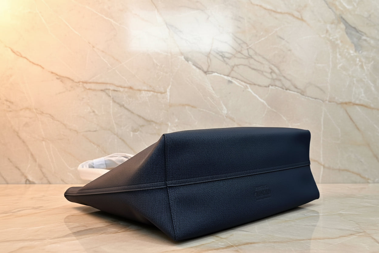 LACOSTE LARGE TOTE WITH LARGE POUCH - REVERSIBLE - NAVY BLUE
