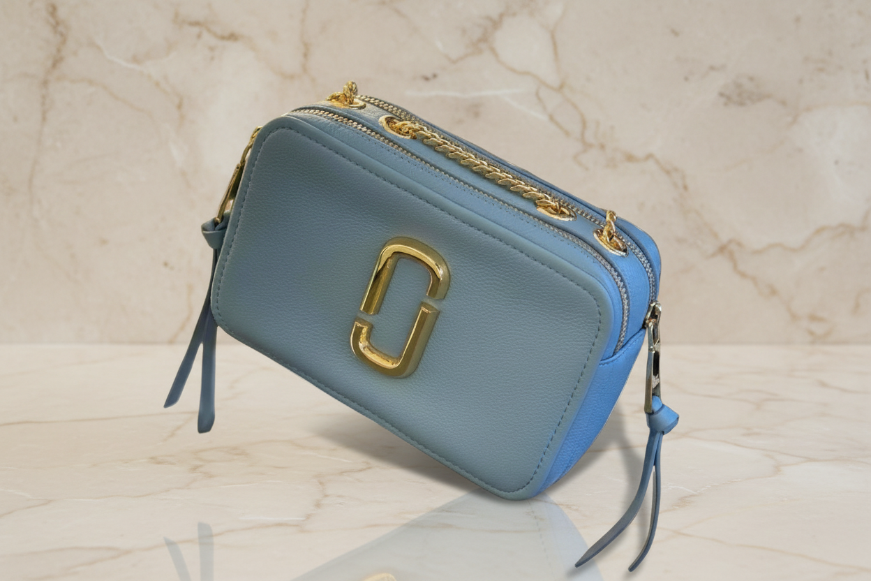 MARC JACOBS GLAM SHOT 21 PEBBLE CALF LEATHER - BLUE
