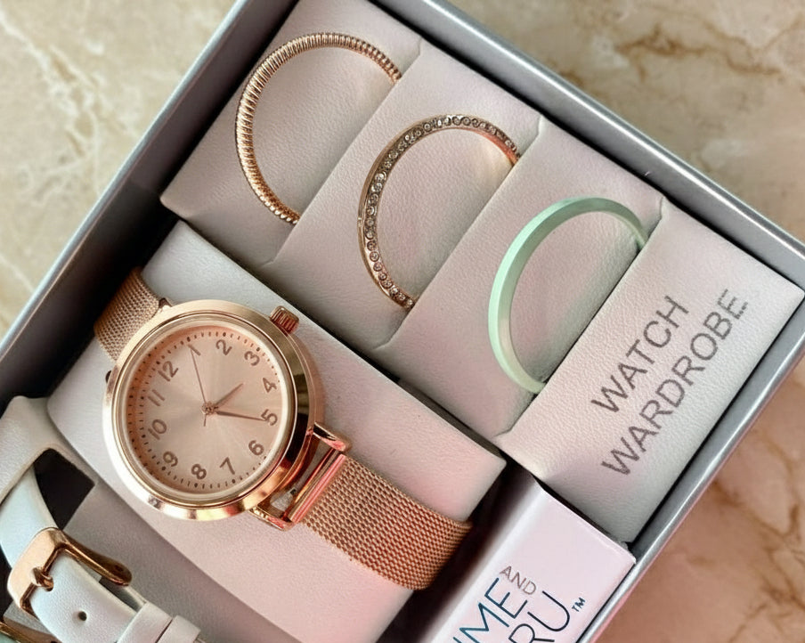 TIME N TRU - INTERCHANGEABLE SET MESH WATCH - ROSEGOLD