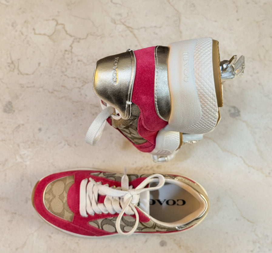 COACH JACQUARD SNEAKERS - SIG BROWN/RED