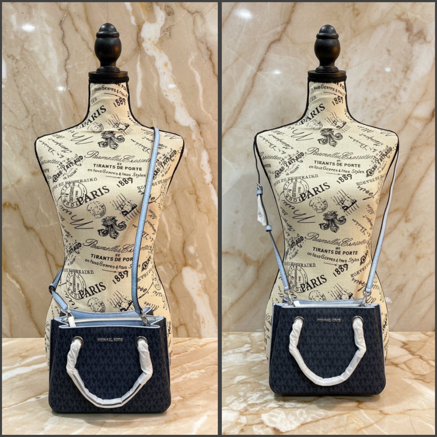 MICHAEL KORS SMALL TEAGEN LEATHER SATCHEL - SIGNATURE ADMIRAL BLUE