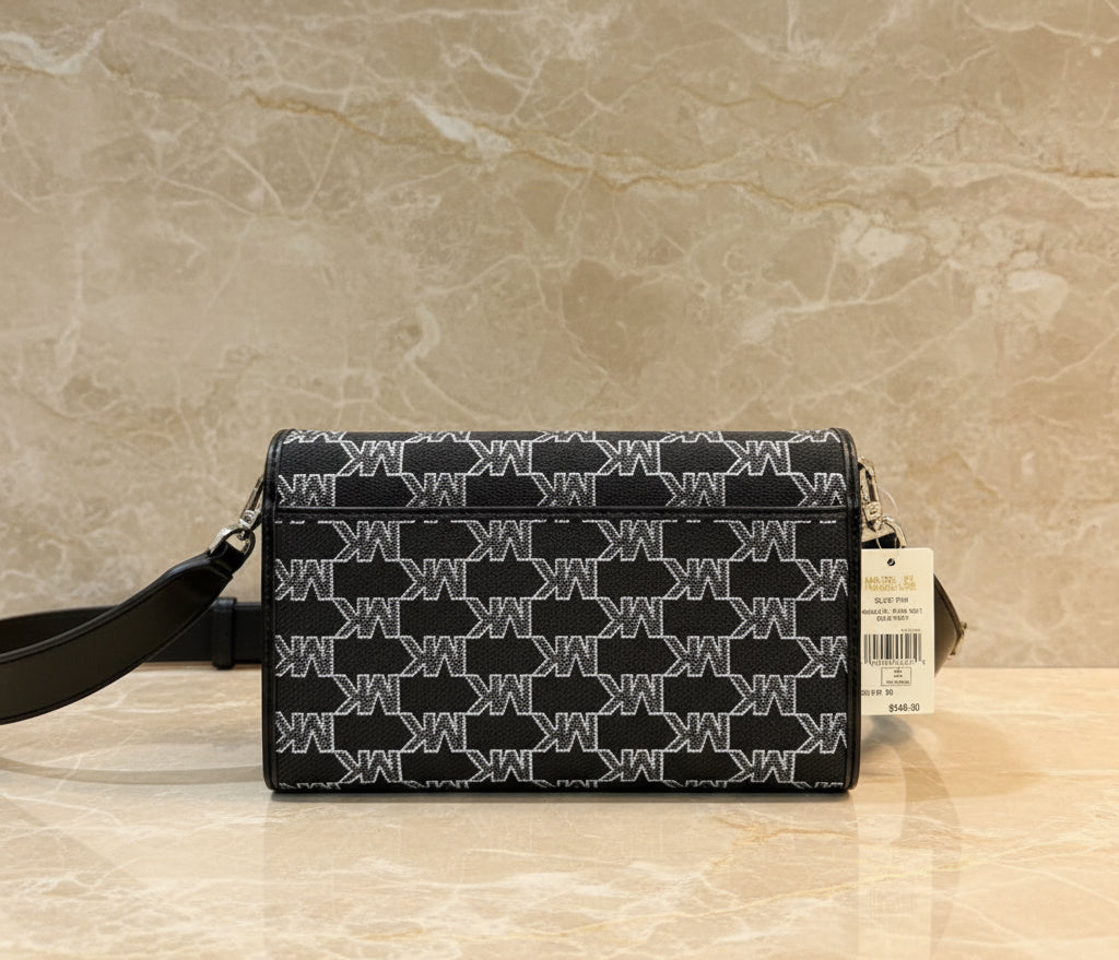 Michael Kors Jet Set Item Large Zip Around Wallet Crossbody Handbag Black Multi