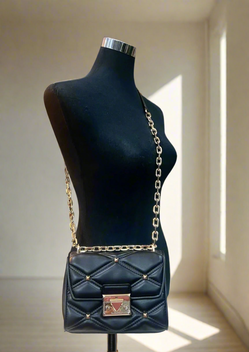 MICHAEL KORS SERENA VEGAN FLAP QUILTED CONVERTIBLE CHAIN SHOULDER BAG/CROSSBODY BAG