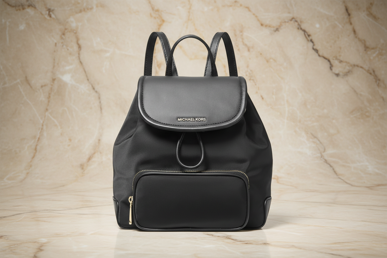 حقيبة ظهر صغيرة من مايكل كورس، مصنوعة من النايلون - أسود