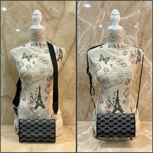 Michael Kors Jet Set Item Large Zip Around Wallet Crossbody Handbag Black Multi