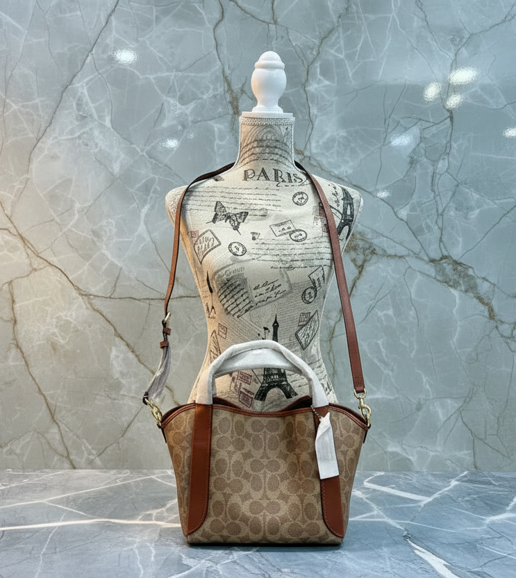 COACH HADLEY HOBO 21 - SIGNATURE CANVAS TAN RUST