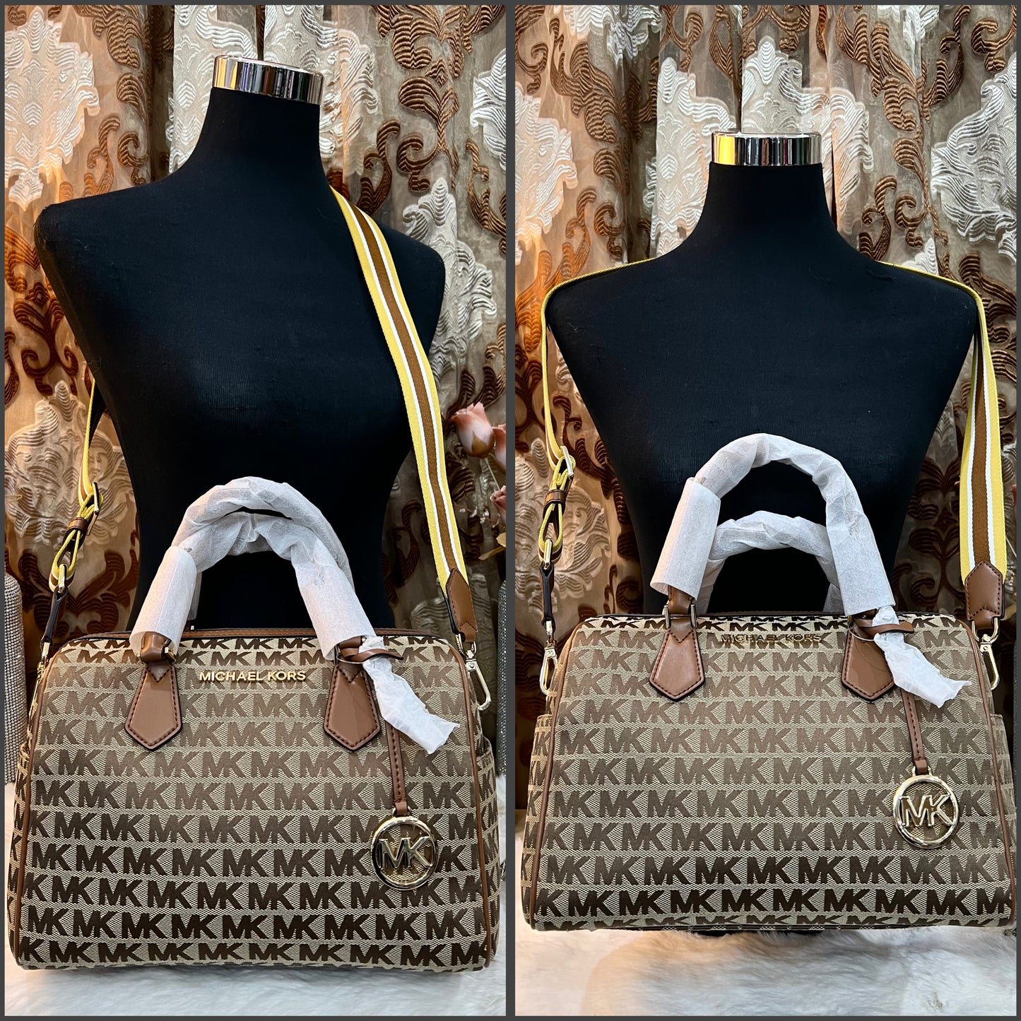 BUNDLE ‼️ MICHAEL KORS BEDFORD DUFFLE LARGE IN SIGNATURE JACQUARD & MEDIUM BIFOLD CORNER ZIP WALLETS