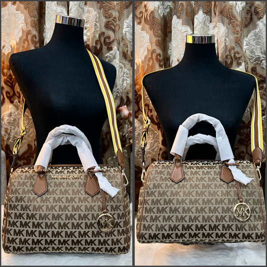 BUNDLE ‼️ MICHAEL KORS BEDFORD DUFFLE LARGE IN SIGNATURE JACQUARD & MEDIUM BIFOLD CORNER ZIP WALLETS