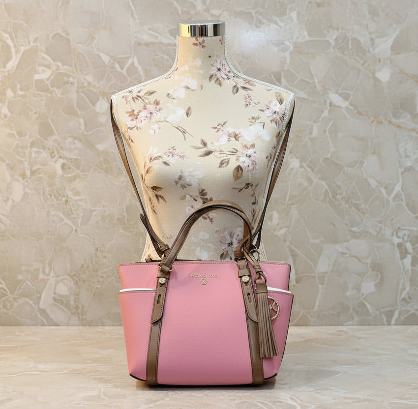 MICHAEL KORS SULLIVAN SATCHEL SMALL - SAFFIANO LEATHER - TEA ROSE MULTI