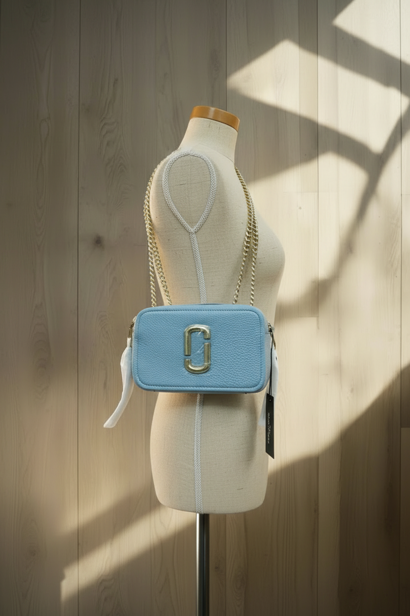 MARC JACOBS GLAM SHOT 21 PEBBLE CALF LEATHER - BLUE