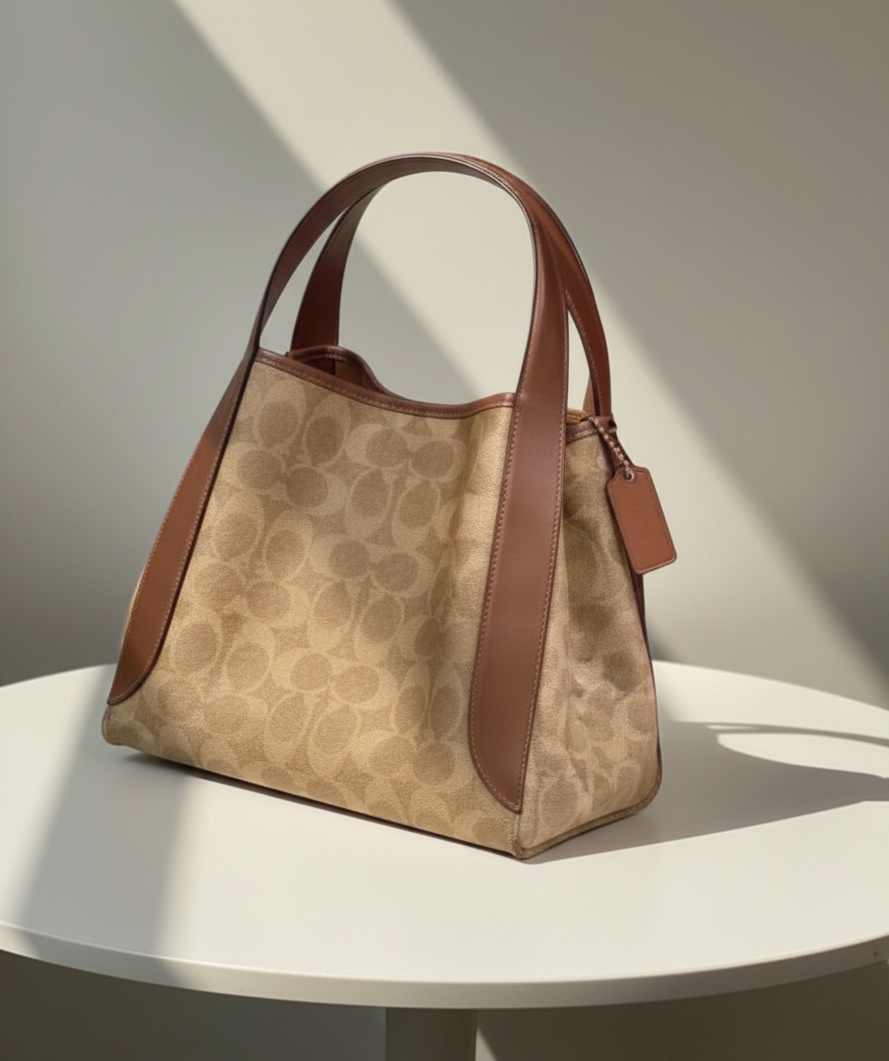 COACH HADLEY HOBO 21 - SIGNATURE CANVAS TAN RUST