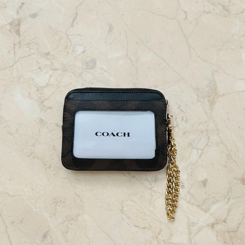 COACH ZIP CARD CASE WITH CHAIN
