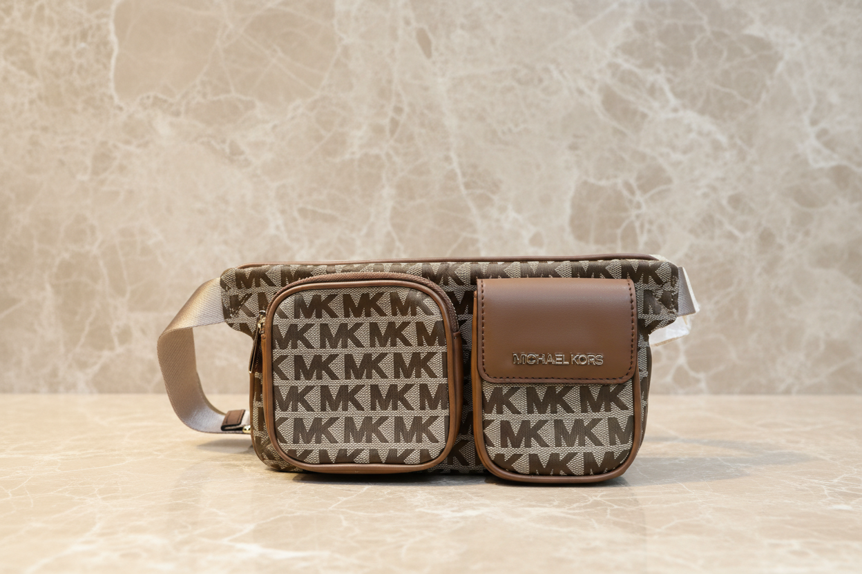 MICHAEL KORS HANOVER MEDIUM JACQUARD BELTBAG/BODY BAG