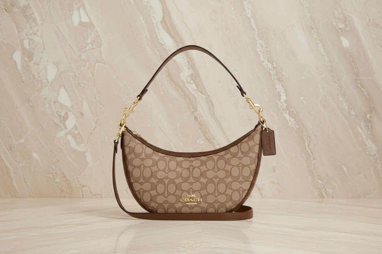 COACH ARIA SHOULDER BAG/CROSSBODY BAG IN SIGNATURE JACQUARD KHAKI