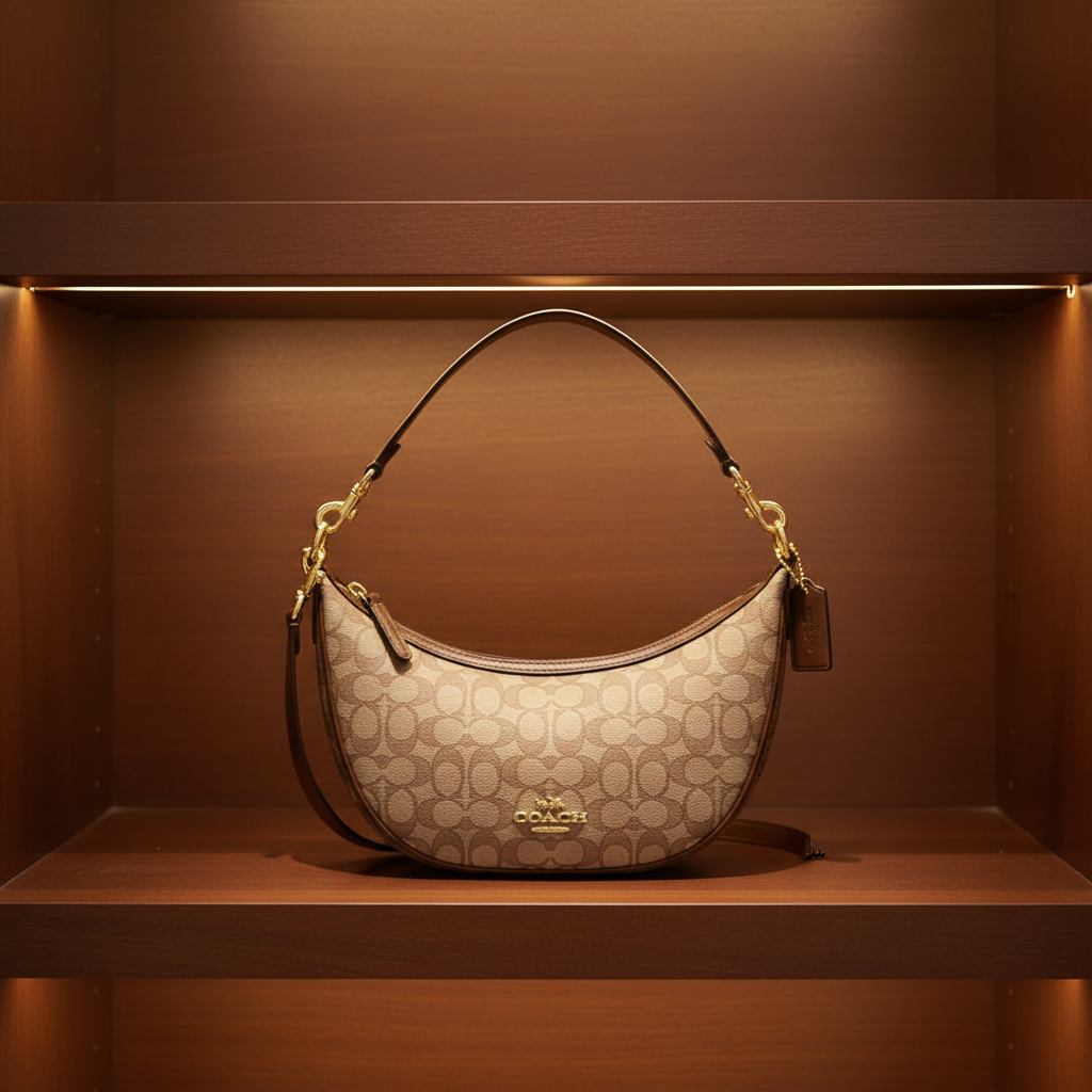 COACH ARIA SHOULDER BAG/CROSSBODY BAG IN SIGNATURE JACQUARD KHAKI