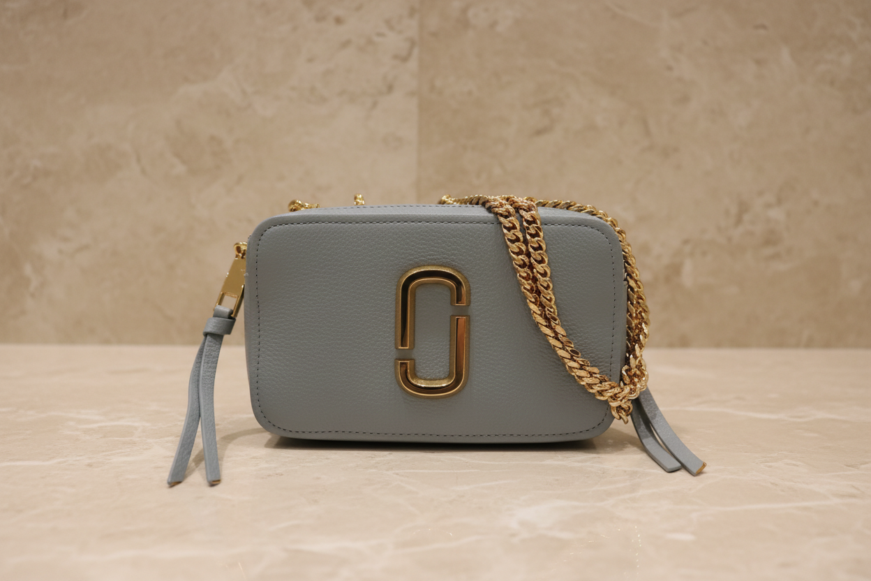 MARC JACOBS GLAM SHOT 21 PEBBLE CALF LEATHER - BLUE