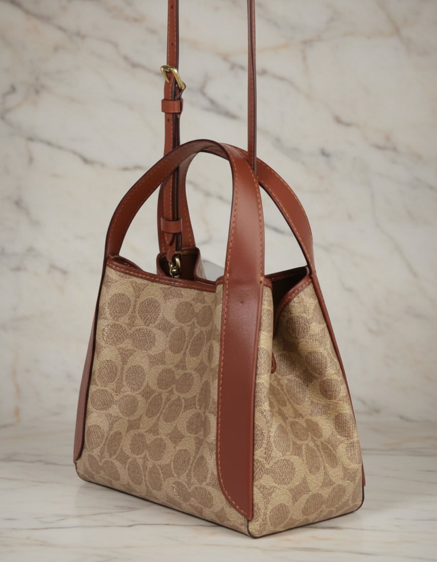 COACH HADLEY HOBO 21 - SIGNATURE CANVAS TAN RUST