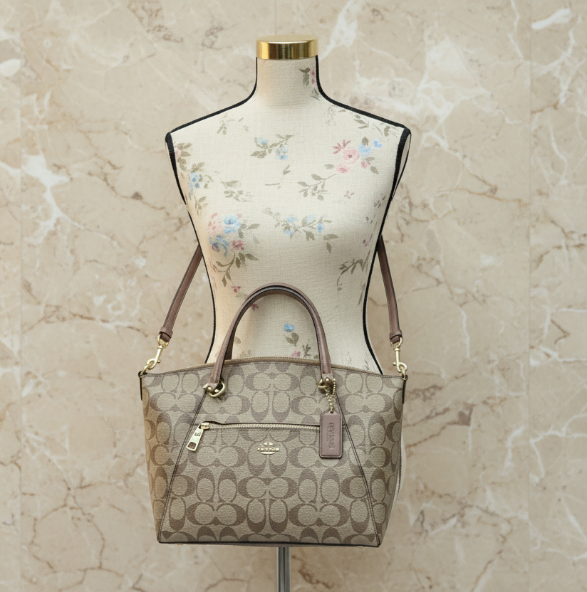 COACH SMALL PRAIRIE SATCHEL IN SIGNATURE CANVAS KHAKI BROWN