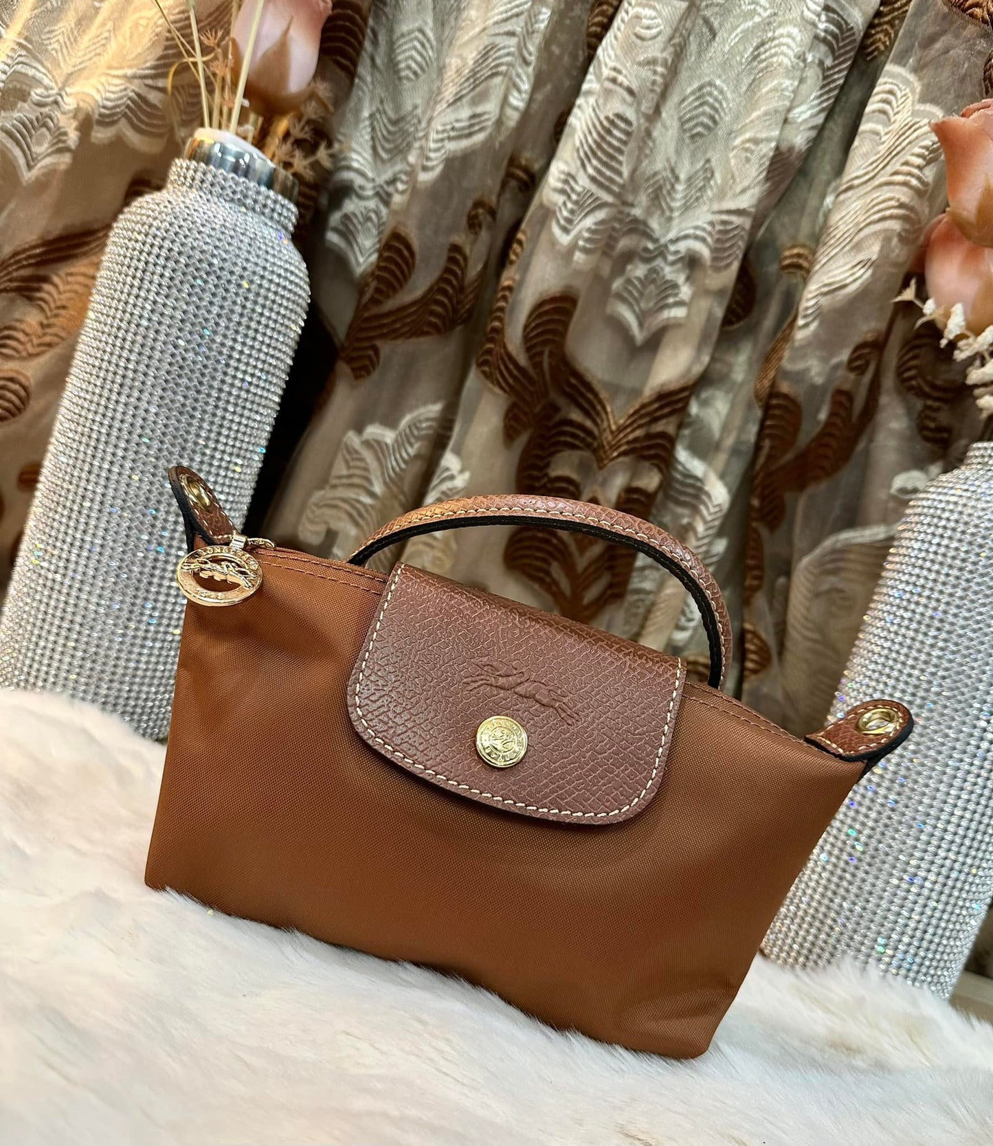 حقيبة لونغشامب مايكرو لو بلياج مع حزام - بني